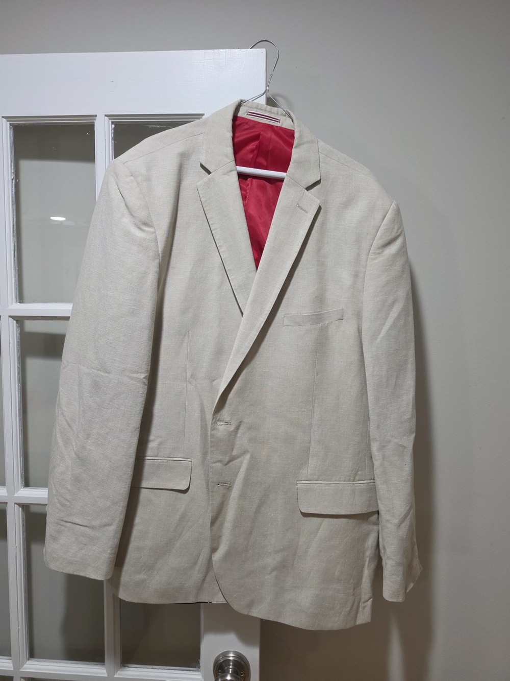 Men's Cream Blazer with Pink Lining